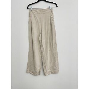 Madewell Pants Women 0 Trousers Cream Linen Wide Leg High Rise Minimalist